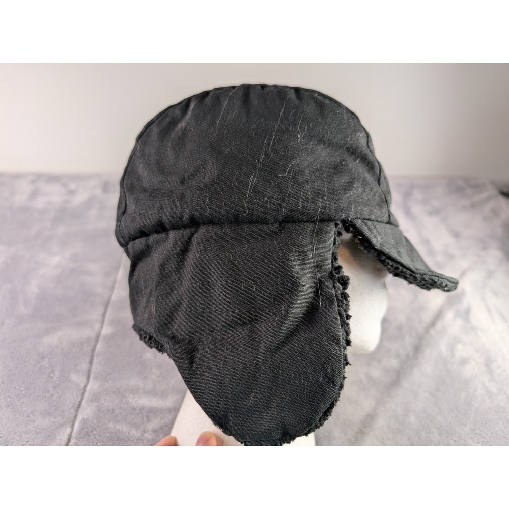 Ole America Black Trapper Hat Ear Flaps Faux Shearling Quilted Lining S - Picture 3 of 8